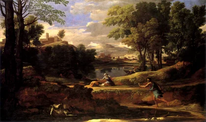 Landschaft mit einem von einer Schlange getöteten Mann